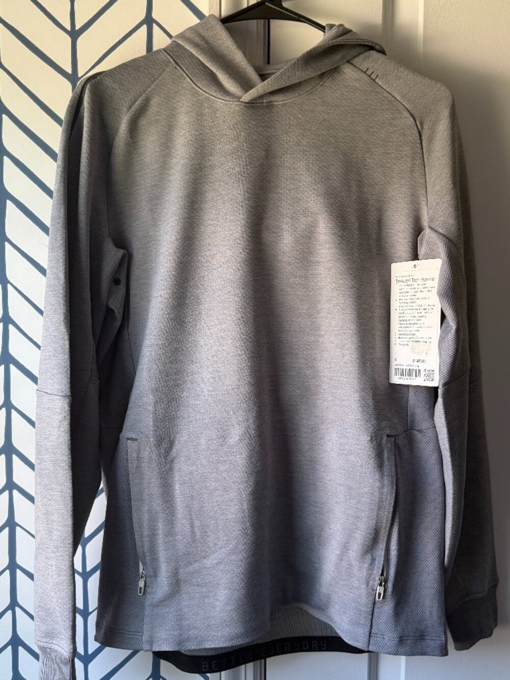 Lululemon Textured Tech Hoodie - Heathered White Opal/Rhino Grey
